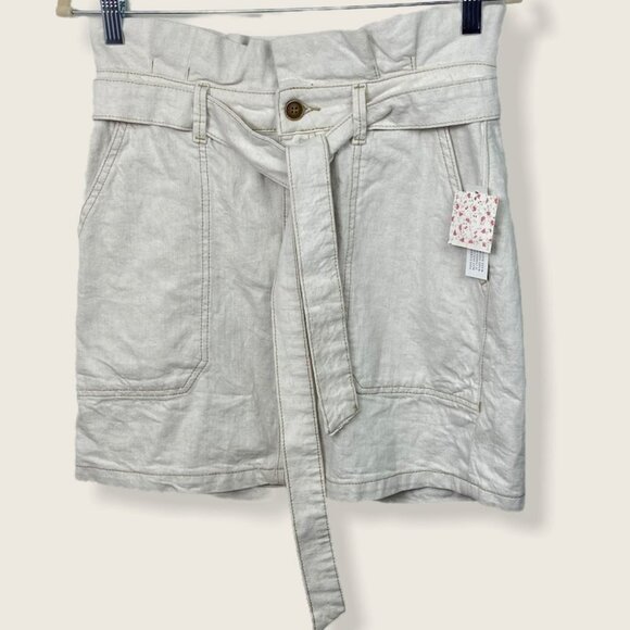 NWT Free People Splendour Oatmeal Paperbag Waist Skirt Off White Size 6 Bohemian - Picture 8 of 15